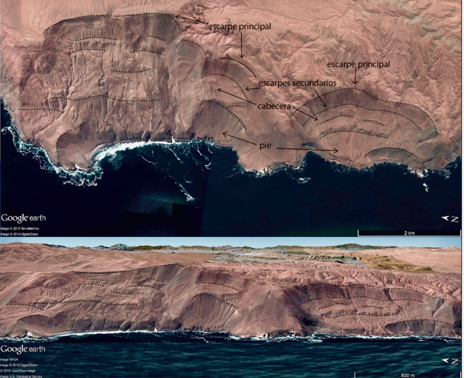 Tesis de grado aborda peligros geológicos de los acantilados costeros en el norte de Chile