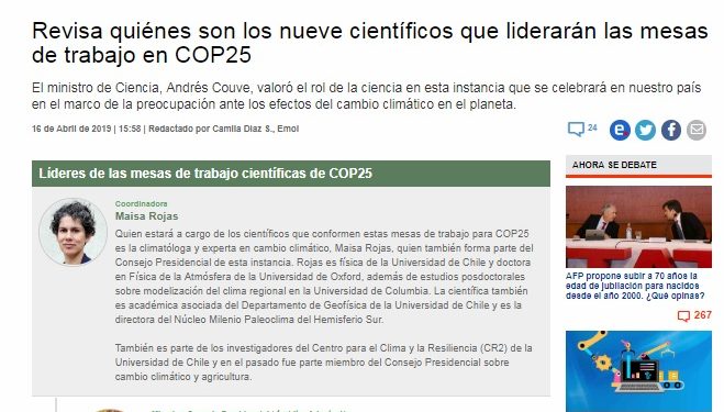 Revisa quiénes son los nueve científicos que liderarán las mesas de trabajo en COP25