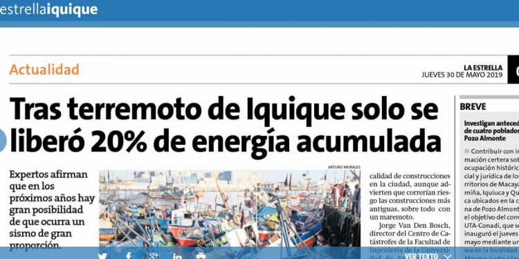 La Estrella de Iquique: sólo se liberó 20 % de la energía tras terremoto