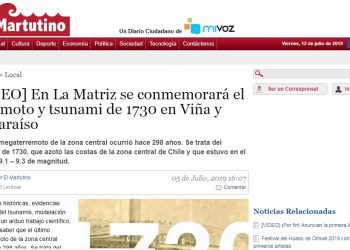 El Martutino: En La Matriz se conmemorará el terremoto y tsunami de 1730 en Viña y Valparaíso