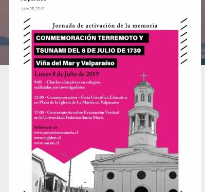 Grafelberg Noticias: Los 289 años del terremoto y Tsunami de Viña del Mar y Valparaíso conmemoran el lunes 8 de julio en la Región