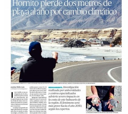 Mercurio Antofagasta: Hornitos pierde dos metros de playa al año por cambio climático