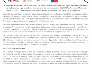 Noticias Onemi: Conmemoración del terremoto de 1730 de Viña y Valparaíso: ciencia y memoria