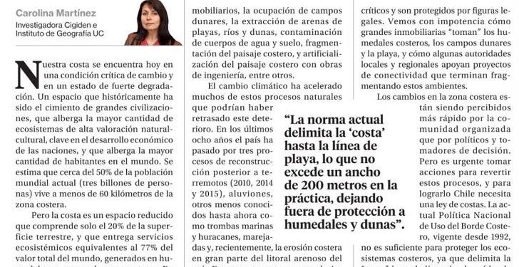La Segunda: Chile necesita una ley de costas