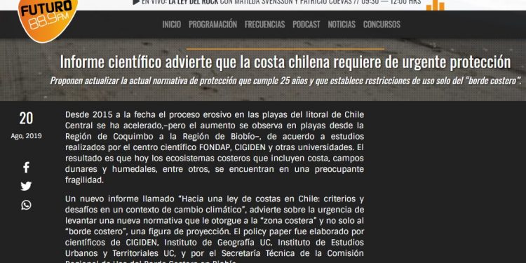 Radio Futuro: Informe advierte de urgente protección de la costa
