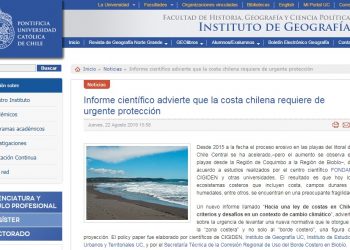 Prensa UC: Costa chilena requiere urgente protección