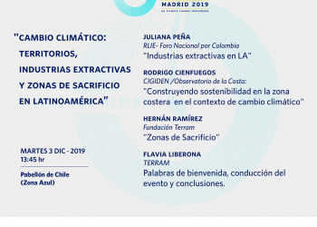 Charla: Cambio climático, territorio, industrias extractivas y zonas de sacrificio en latinoamérica