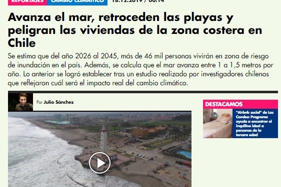 Chilevisión: Avanza el mar, retroceden las playas y peligran las viviendas de la zona costera