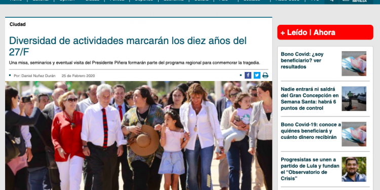 Diario Concepción: Diversidad de actividades marcaran los diez años del 27F