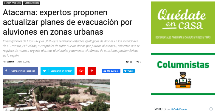 Codex Verde – Atacama: expertos proponen actualizar planes de evacuación por aluviones en zonas urbanas