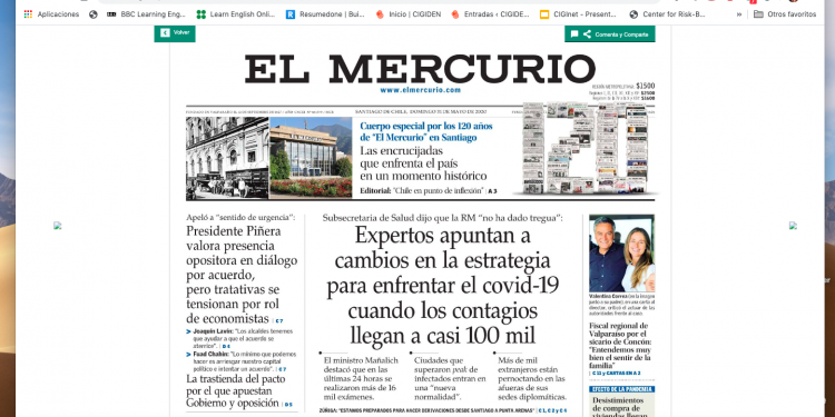 El Mercurio: Expertos apuntan a un cambio de estrategia para enfrentar el covid 19 cuando los contagios llegan a casi 100 mil