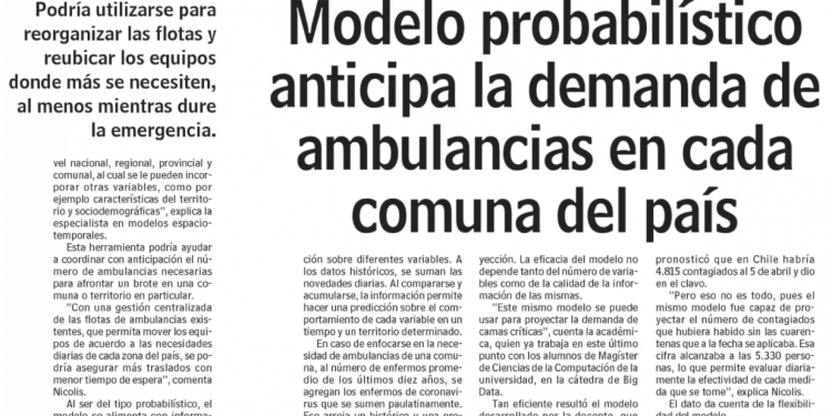 LUN: Modelo probabilístico anticipa la demanda de ambulancias en cada comuna del país