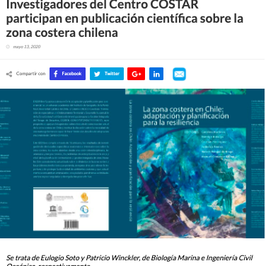 Mundo Acuicola: Investigadores del Centro COSTAR participan en publicación científica sobre la zona costera chilena.