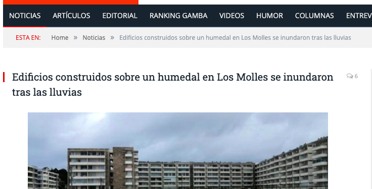 Gamba.cl: Edificios construidos sobre un humedal en Los Molles se inundaron tras las lluvias