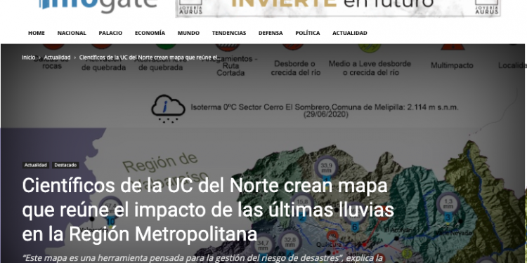Infogate: Científicos de la UC del Norte crean mapa que reúne el impacto de las últimas lluvias en la Región Metropolitana