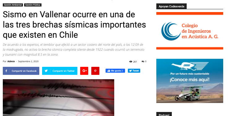 Codex Verde.cl: Sismo en Vallenar ocurre en una de las tres brechas sísmicas importantes que existen en Chile