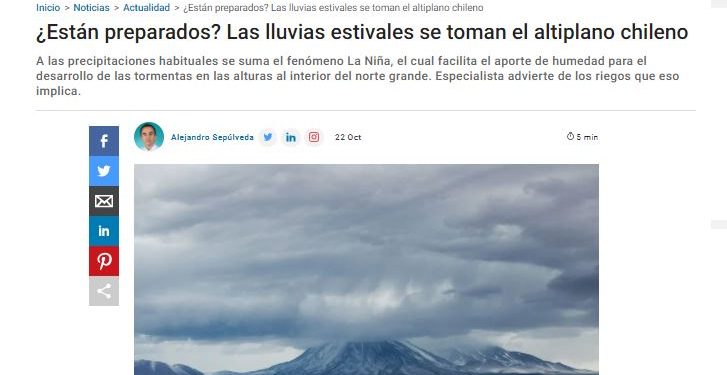 Meteored.cl: ¿Están preparados? Las lluvias estivales se toman el altiplano chileno.