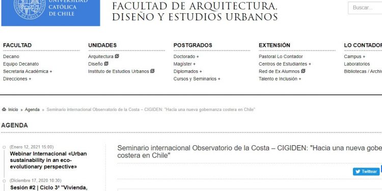 Fadeu.uc.cl: Seminario internacional Observatorio de la Costa – CIGIDEN: «Hacia una nueva gobernanza costera en Chile».