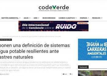 CodexVerde.cl: Proponen una definición de sistemas de agua potable resilientes ante desastres naturales.