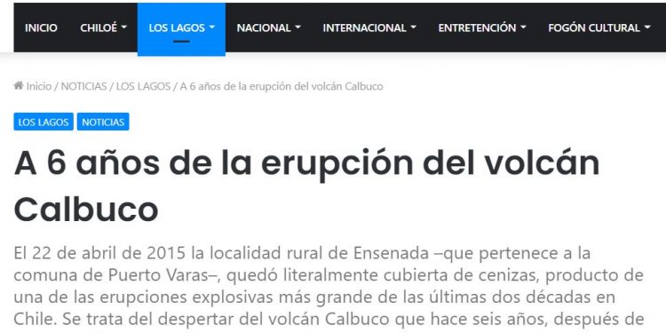 El Insular: A 6 años de la erupción del volcán Calbuco