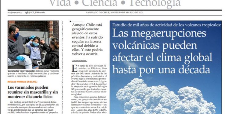 El Mercurio: Las megavolcánicas pueden afectar el clima global hasta por una década.