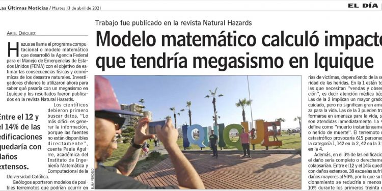 LUN: Modelo matemático calculó impacto que tendría megasismo en Iquique.
