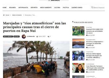 El Diario de Santiago: Marejadas y “ríos atmosféricos” son las principales causas tras el cierre de puertos en Rapa Nui.