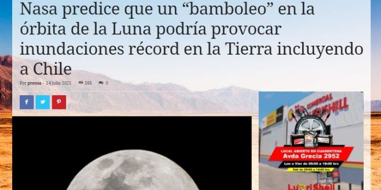 Revista El Loa.cl: Nasa predice que un “bamboleo” en la órbita de la Luna podría provocar inundaciones récord en la Tierra incluyendo a Chile.