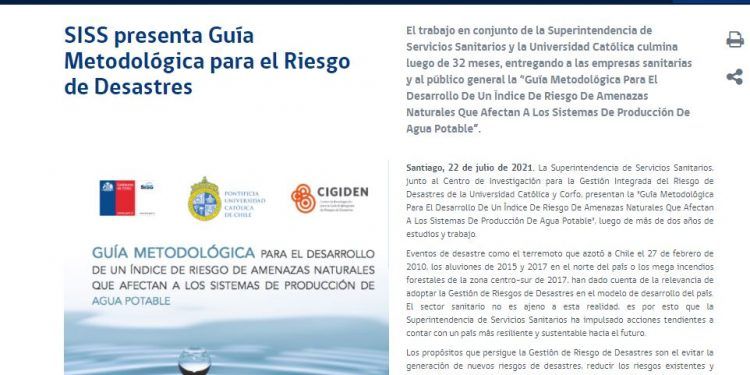 SISS.cl: SISS presenta Guía Metodológica para el Riesgo de Desastres.