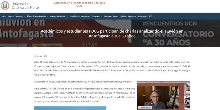 Geodoctorado.cl: Academicos y estudiantes participan en charlas analizando el aluvion en Antofagasta a sus 30 años.