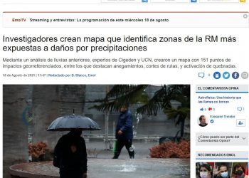 EMOL.com: Investigadores crean mapa que identifica zonas de la RM más expuestas a daños por precipitaciones.