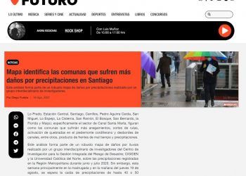 Futuro.cl: Mapa identifica las comunas que sufren más daños por precipitaciones en Santiago.