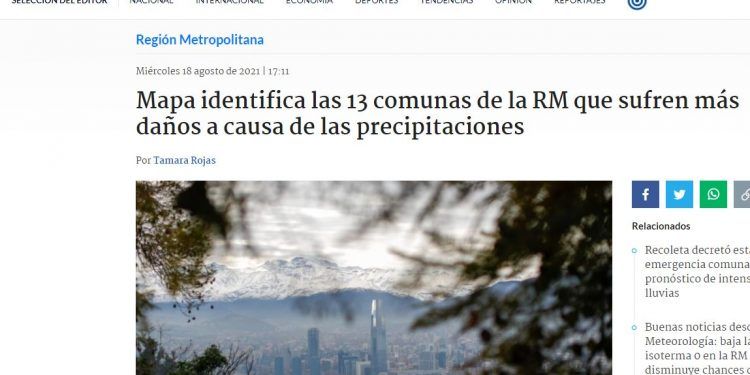 Bio Bio Chile: Mapa identifica las 13 comunas de la RM que sufren más daños a causa de las precipitaciones