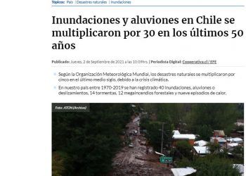 Cooperativa: Inundaciones y aluviones en Chile se multiplicaron por 30 en los últimos 50 años