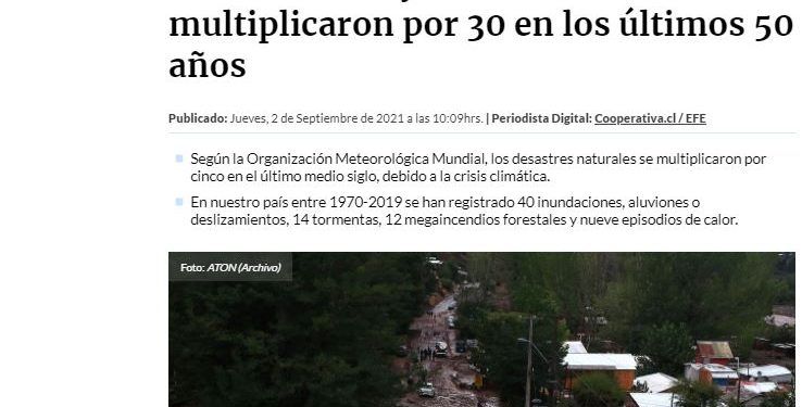 Cooperativa: Inundaciones y aluviones en Chile se multiplicaron por 30 en los últimos 50 años