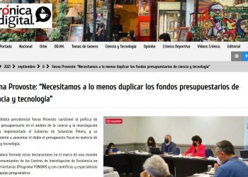 Crónica Digital: Yasna Provoste: “Necesitamos a lo menos duplicar los fondos presupuestarios de ciencia y tecnología”