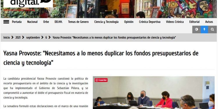 Crónica Digital: Yasna Provoste: “Necesitamos a lo menos duplicar los fondos presupuestarios de ciencia y tecnología”