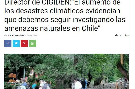 Infogate.cl – Director de CIGIDEN: “El aumento de los desastres climáticos evidencian que debemos seguir investigando las amenazas naturales en Chile”