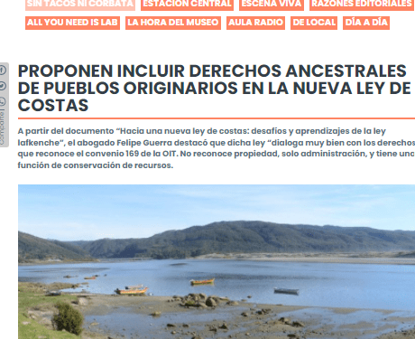 Diariousach.cl: Proponen incluir los derechos ancestrales de los pueblos originarios en la nueva Ley de Costas