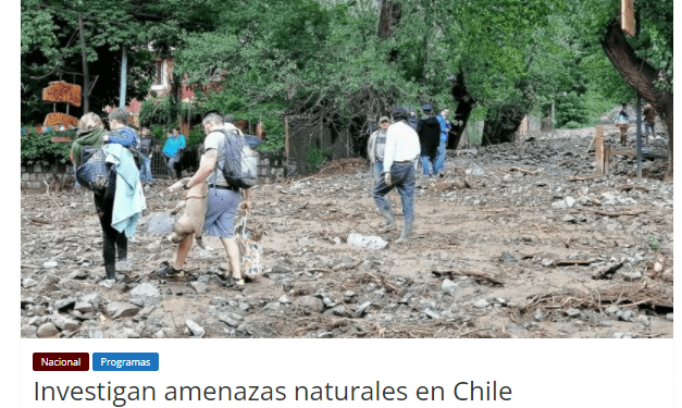 Canal21tv.cl: Investigan amenazas naturales en Chile