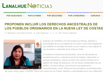 Lanalhuenoticias.cl: Proponen incluir los derechos ancestrales de los pueblos originarios en la nueva Ley de Costas