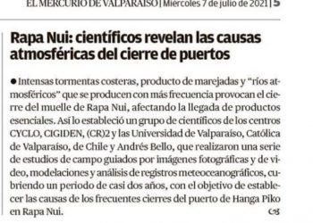 El Mercurio de Valparaíso – Rapa Nui: Científicos revelan las causas atmosféricas del cierre de puertos
