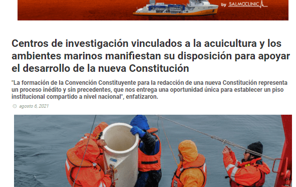 Mundoacuicola.cl: Centros de investigación vinculados a la acuicultura y los ambientes marinos manifiestan su disposición para apoyar el desarrollo de la nueva Constitución
