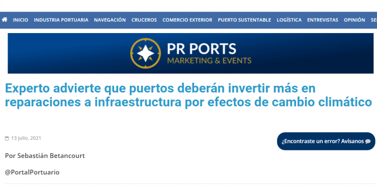 Portalportuario.cl: Experto advierte que puertos deberán invertir más en reparaciones a infraestructura por efectos de cambio climático
