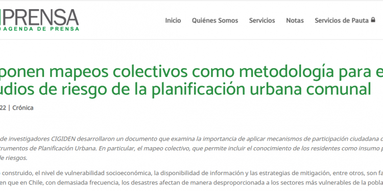 AdPrensa.cl: Proponen mapeos colectivos como metodología para el estudios de riesgo de la planificación urbana comunal
