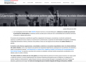 ANID.cl: «La participación efectiva de distintos actores permite enfrentar la crisis climática»