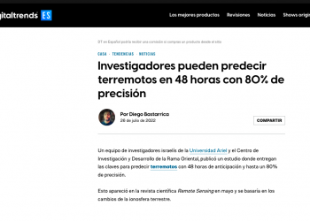 Digital Trends: Investigadores pueden predecir terremotos en 48 horas con 80% de precisión
