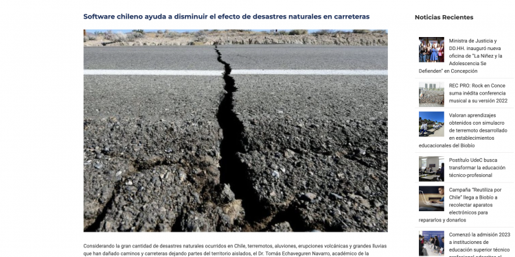 Radio UdeC.cl: ‘Software chileno ayuda a disminuir el efecto de desastres naturales en carreteras’