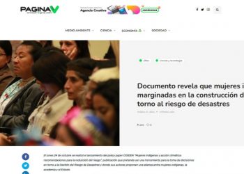 PaginaV.cl | Documento revela que mujeres indígenas son las más marginadas en la construcción de políticas públicas en torno al riesgo de desastres