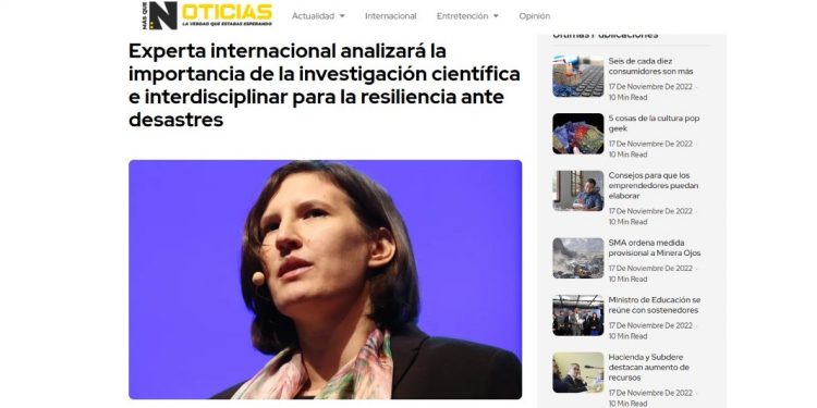 Masquenoticias.cl | Experta internacional analizará la importancia de la investigación científica e interdisciplinar para la resiliencia ante desastres